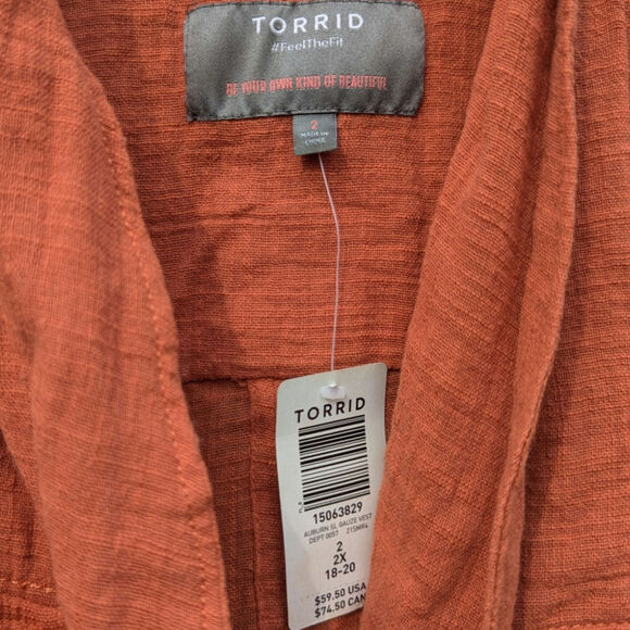 NWT Auburn Gauzy open front vest Torrid 2X fairy Grunge natural twee camp - Picture 2 of 5